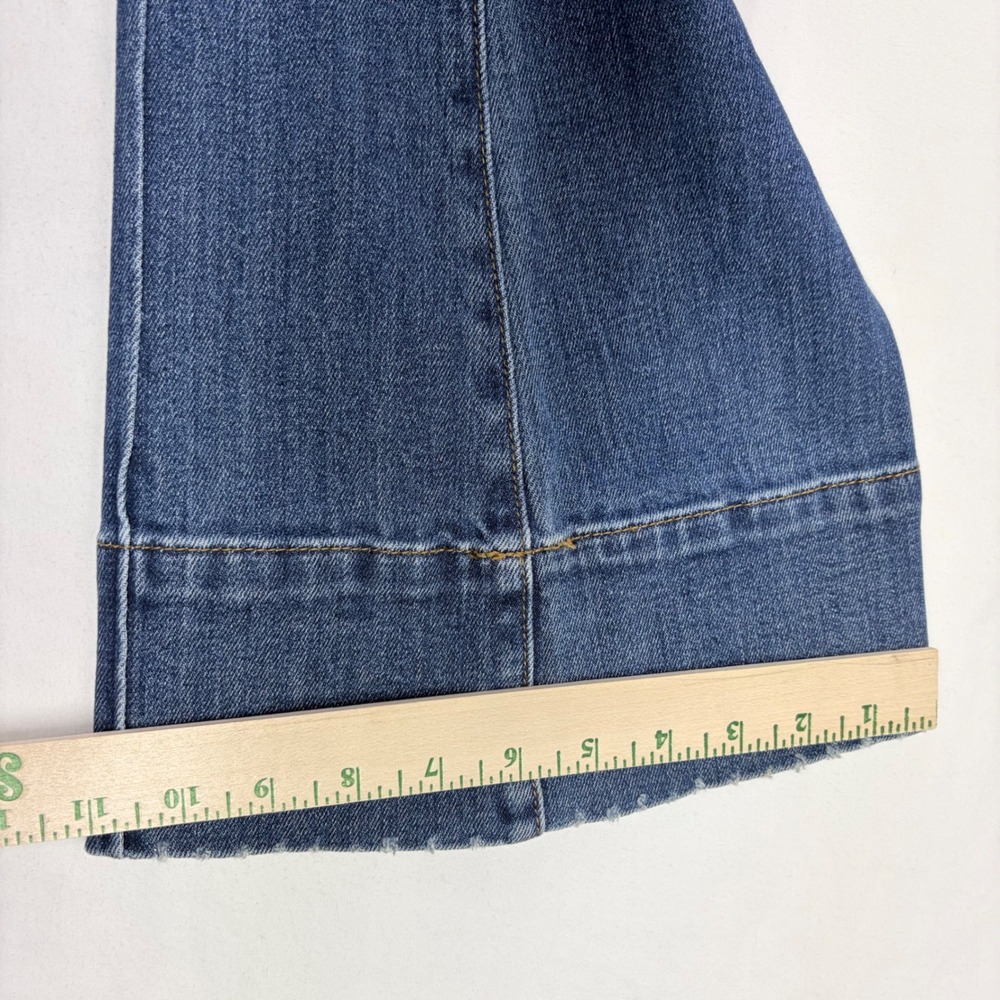 NWT Vigoss Marley Flare Jeans Womens 29 Mid Rise Raw Hem Blue Denim Boho Pintuck - Picture 11 of 12